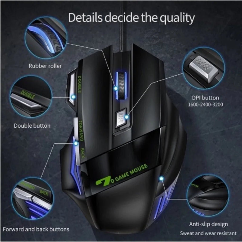 Mouse gamer 3200dpi com LED e Botões Profissional