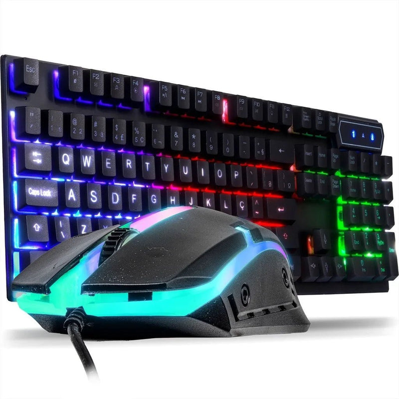 Kit Gamer Teclado Semi Mecânico + Mouse 3200dpi